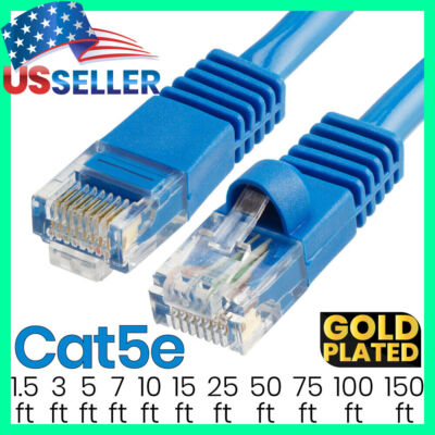 Blue Cat5e Cable Ethernet Cat5 Patch Cord Internet LAN Network Wire LOT