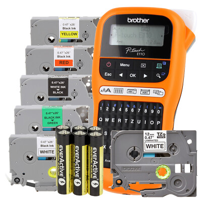 Brother PT-E110 + 5x Band TZe-231 TZe-631 TZe-431 TZe-335 TZe-731 12mm x 8m