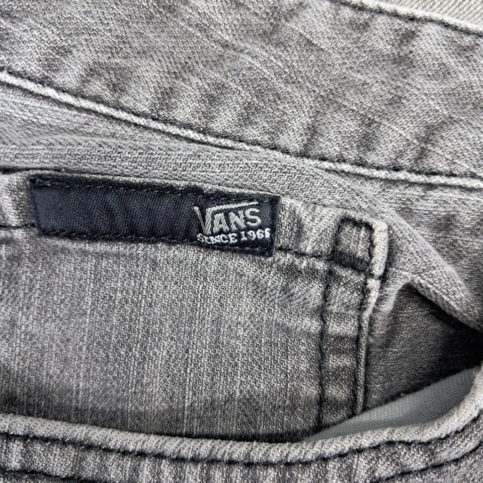 Pantalones de mezclilla para hombre Vans pierna recta lavado claro desteñido negro 36x30 Foto 3 de 4