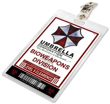 Resident Evil Umbrella Corporation Bioweapons Div ID Card Badge Cosplay Name Tag