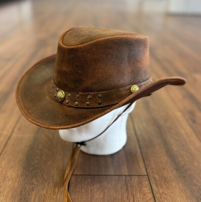 Unisex Western style original leather hat ,genuine leather  display picture 2