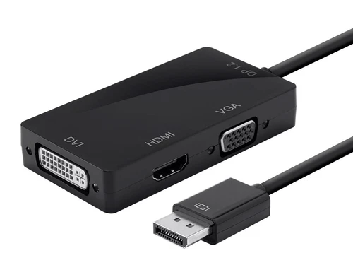 DisplayPort DP to HDMI DVI VGA 3in1 Display Adapter Audio Video 4K UltraHD Co...