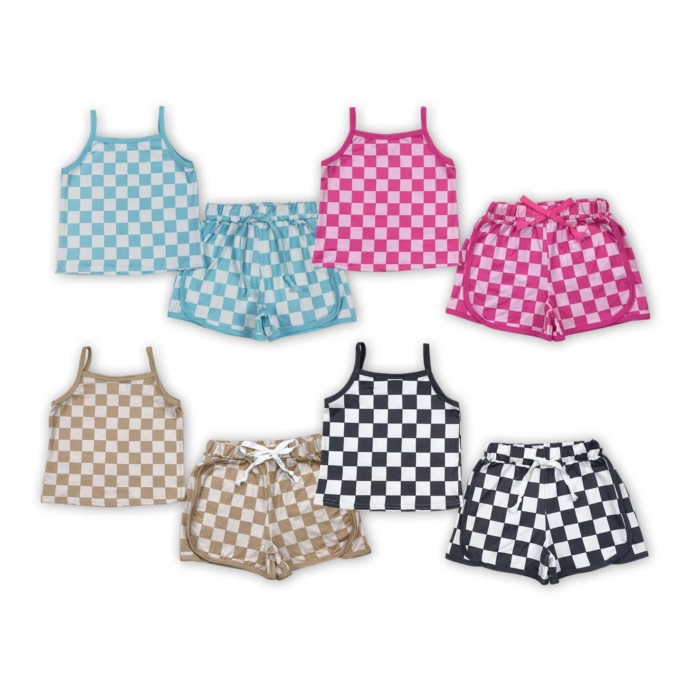 Summer Baby Girls Sibling Wear Checked Strap Tank Top Shorts Boutique Set
Opens in a new window or t