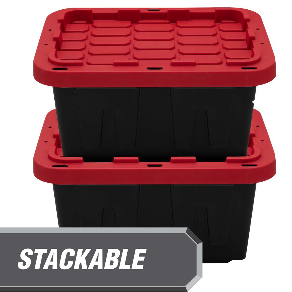 Snap Lid Storage Bin Container Stackable Rust & Stain Resistant Box Outdoor 5Gal