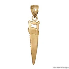 New 14k Yellow Gold Hand Saw Pendant