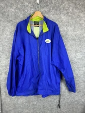 Vintage Adidas Jacket Mens XL Blue Green Trefoil Stripes Y2K Windbreaker Parka