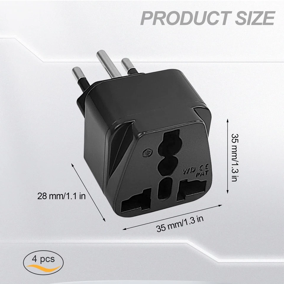 4 Stück Reiseadapter Schweiz Schwarz Typ-J Reisestecker EU/UK/IT auf Schweiz ... - Bild 2 von 4