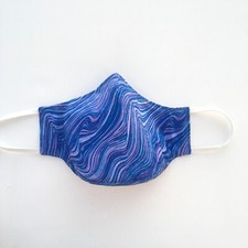 Handmade Adult Cloth Face Mask Blue Swirl nose wire chin piece lined cotton