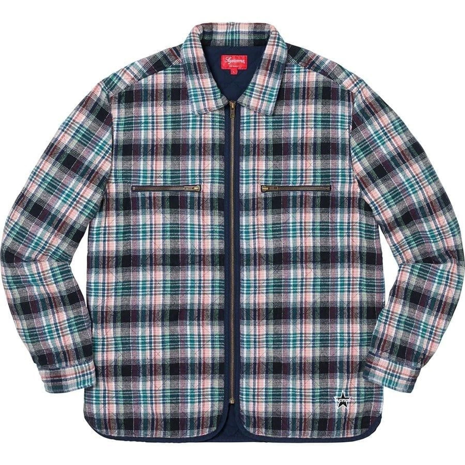 Chemise zippée matelassée à carreaux Supreme taille L