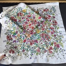 100 Pure Silk Square Scarf Women Neckerchief Wrap Kerchief Black White Flowers
