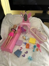 24pc Barbie DOLL ClothesShoes +Furniture BED Pillow DRESSER BATHTUB Accessrs LOT