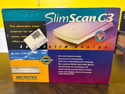 New Vintage Microtek SlimScan C3 Superslim Flatbed Scanner Dual Optimization