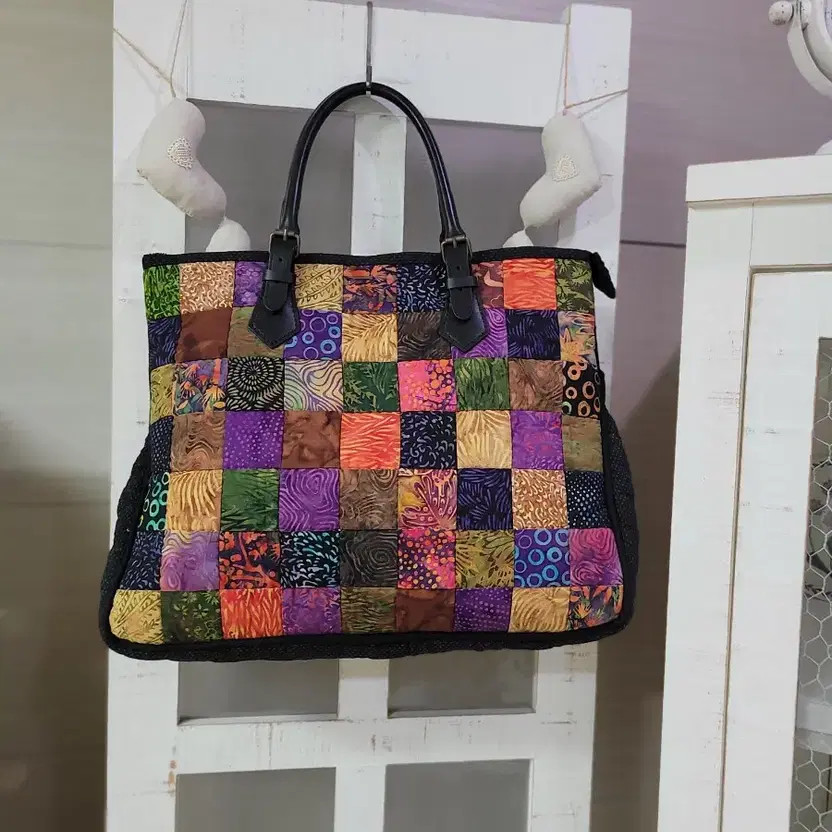 Patchwork Fish Design Tote Bag with Keyring - Col… - image 8