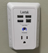 5 Outlet Surge Protector Wall Mountable Charger with 3USB 1USBC Ports, 1875W