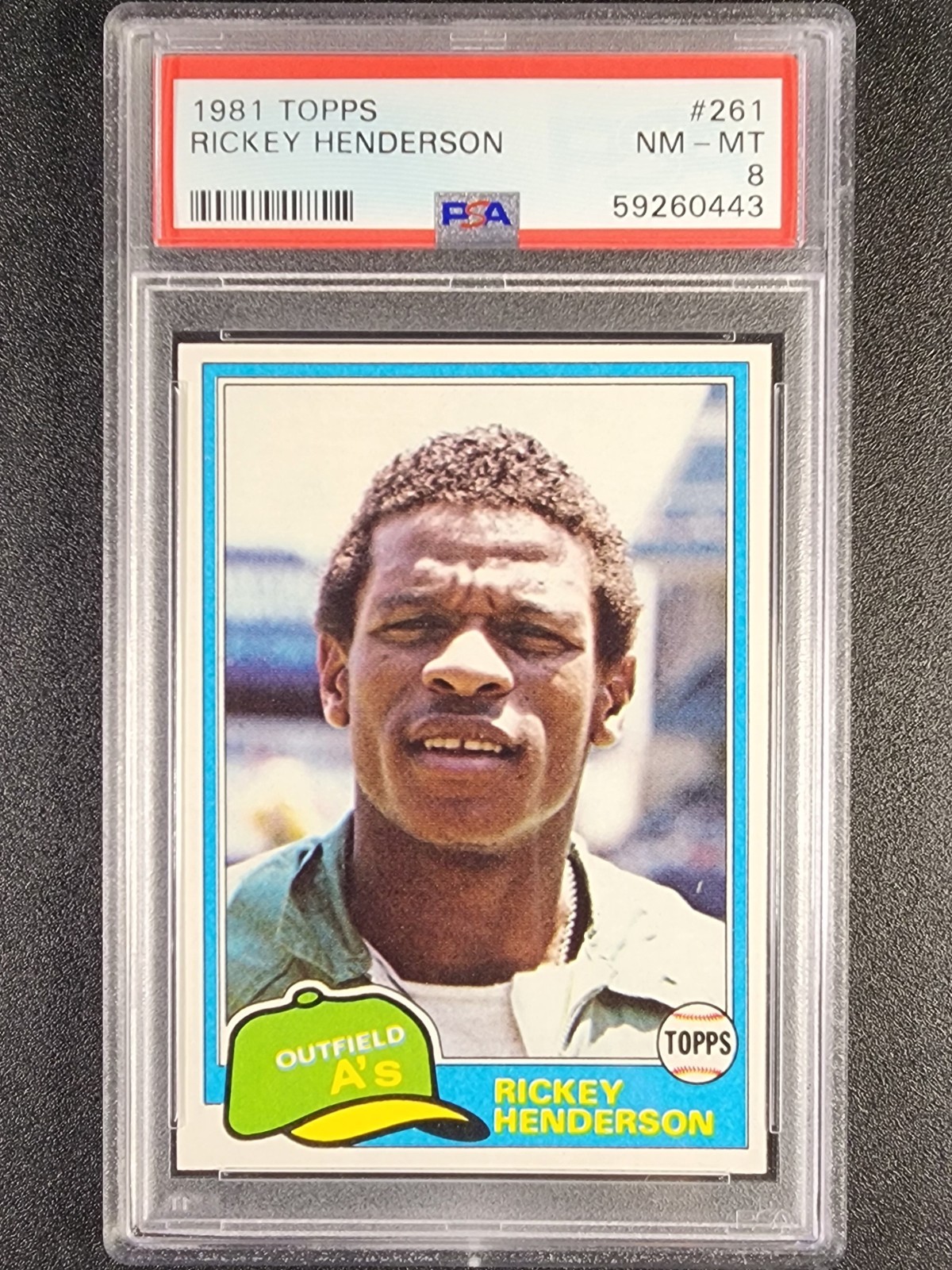 1981 Topps #261 Rickey Henderson HOF - PSA 8 NM-MT