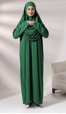 One Size : Green Prayer Wear Muslim Clothing