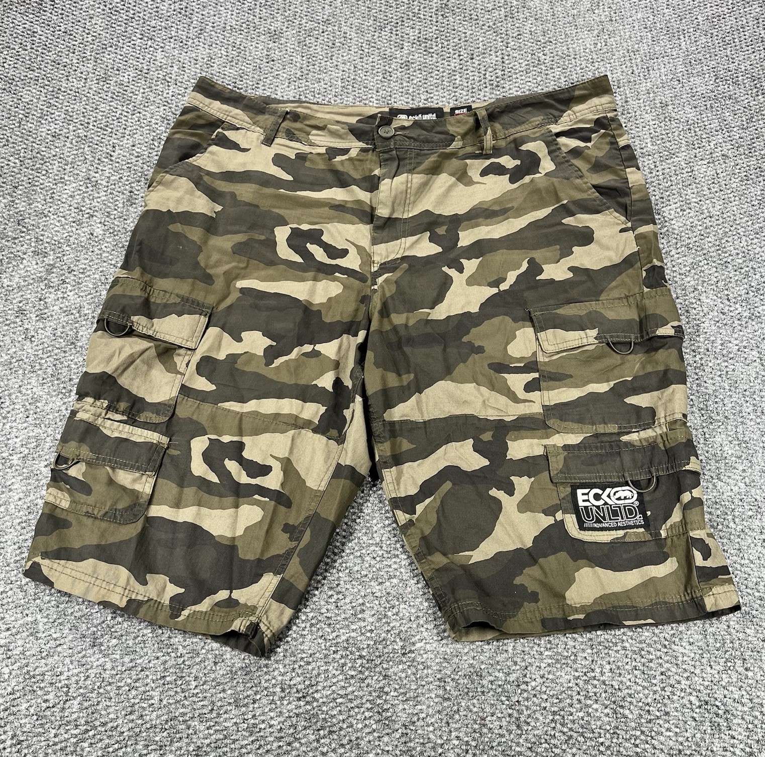 Ecko Unltd Cargo Shorts Mens 40 Green Camo Military Pocket Utility Lightweight