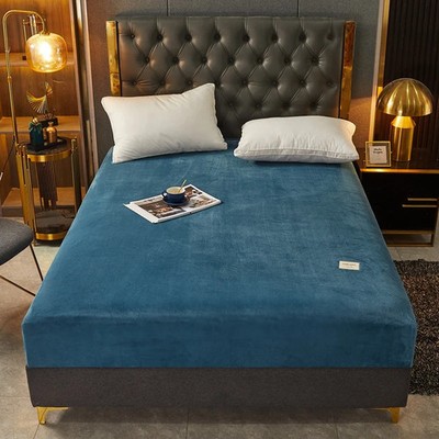Soft Warm Velvet Fitted Sheet with Elastic Non Slip Mattress Cover Adjustable