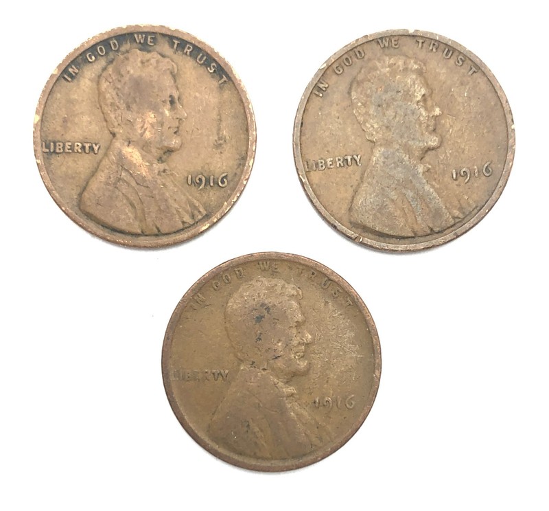 1916   LINCOLN CENTS - 3 coin lot                    Combined shipping available