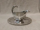 Vintage 1990 French silver-plated sauce boat Christofle Malmaison eagle