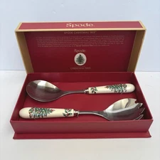 Spode Christmas Tree Salad Servers Set 2pc Serving Utensils Boxed New Gift