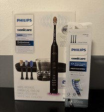 NEW PHILIPS SONICARE DIAMOND CLEAN 9400 RECHARGEABLE TOOTHBRUSH IN BLACK W/HEADS