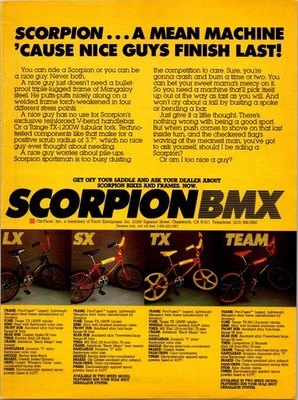 1981   SCORPION BMX LX SX TX TEAM Print Ad   80s BMX Bike FA.27