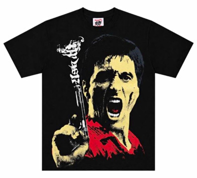 asaali Men's M Regular Black/Red Graphic Print Crew Neck Short Sleeve T-Shirt