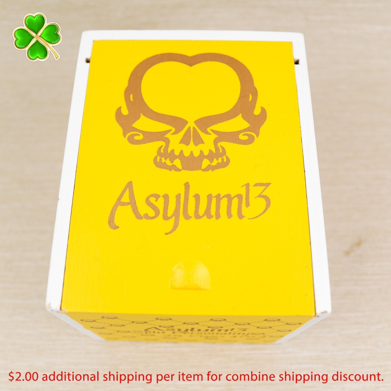 Asylum 13 Split Personality 40 x 4 Empty Wood Cigar Box 4.5" x 3.75" x 3.5"