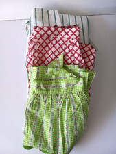 Lot of 3 Colorful Aprons Checks Florals Gingham Stripes NWOT