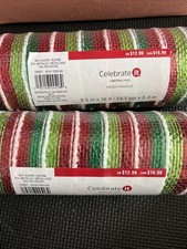 Celebrate It Christmas Noel Deco Mesh Lot Of 2 New 9.5 X 18 Yds Red Green