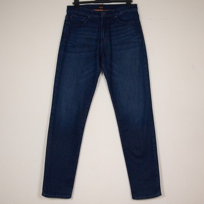 Boss Herren Blau Dark Wash Zip Fly RE.MAINE Straight Leg Stretch Jeans W33 L36