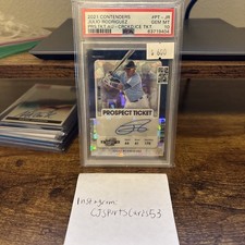 2021 PANINI CONTEND CRACKED ICE OPTIC JULIO RODRIGUEZ RC AUTO /23 PSA 10