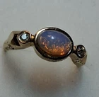 Vintage Avon Faux Opal Rhinestone Gold Tone Ring Signed Costume Jewelry Size 7