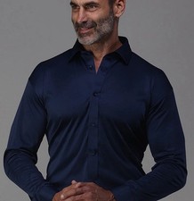 NWT Men's Navy Dress Shirt by Distrct and Row Medium Slim Fit