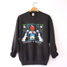 Vintage Country At Heart Cat Sweatshirt Large