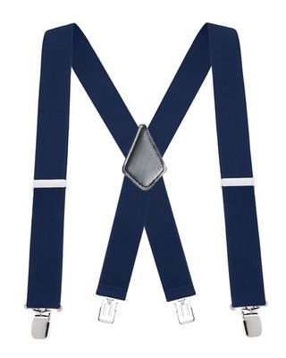 Buyless Fashion Mens Suspenders 48'' Elastic Adjustable Heavy Duty 2'' Wide X Back