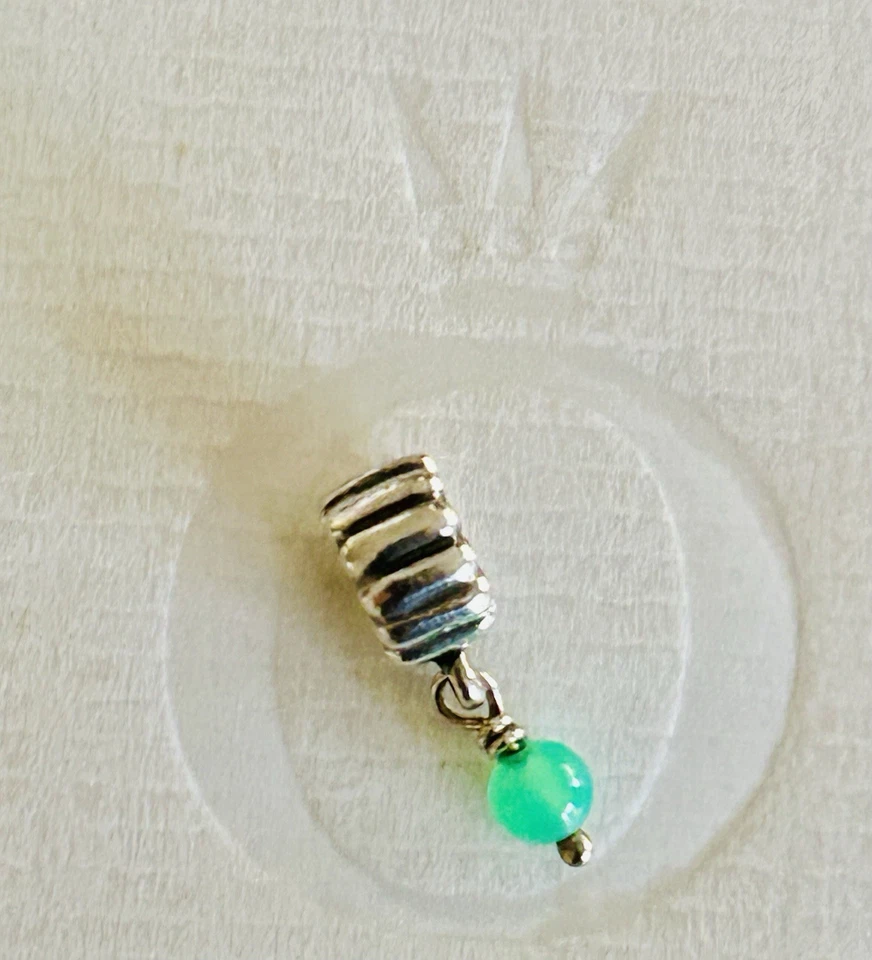 RARE PANDORA RETIRED Genuine Authentic Silver & Chrysoprase Stone Charm 79166CH - image 3 of 4