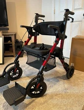 VOCIC 2 In 1 Wheelchair-rollater/ Walker W Seat. Lightweight.  Adults & Seniors.