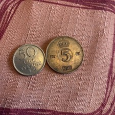 Sweden 1967  5 Ore,  1970 50 Ore- 2 Coins