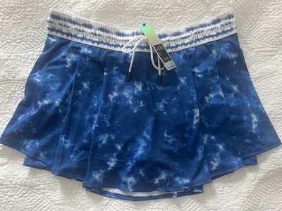 Lucky in Love Shibori Skort Skirt XL Blue Pleated Tennis Pickleball Golf NWT $88
