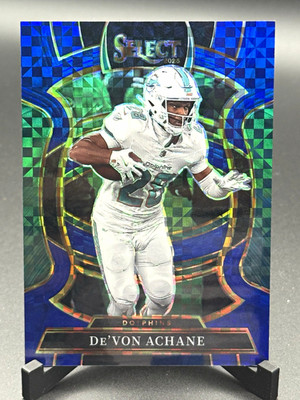 Panini Select 2025 De'Von Achane Miami Dolphins Blue Checker Prizm #81 /249