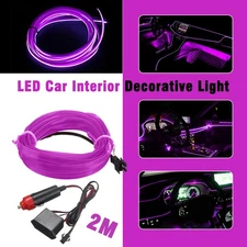 2M LED Car Interior Atmosphere Decorative Wire Strip Light Accessories Purple G