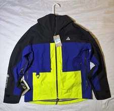 Nike ACG Gore-Tex Misery Ridge Shell Rain Jacket Mens M Waterproof Blue Yellow