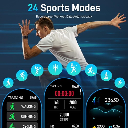 Smart Watch Fitness Tracker for Samsung Galaxy Note20 - HD Tactical 1.85in - Bild 4 von 8