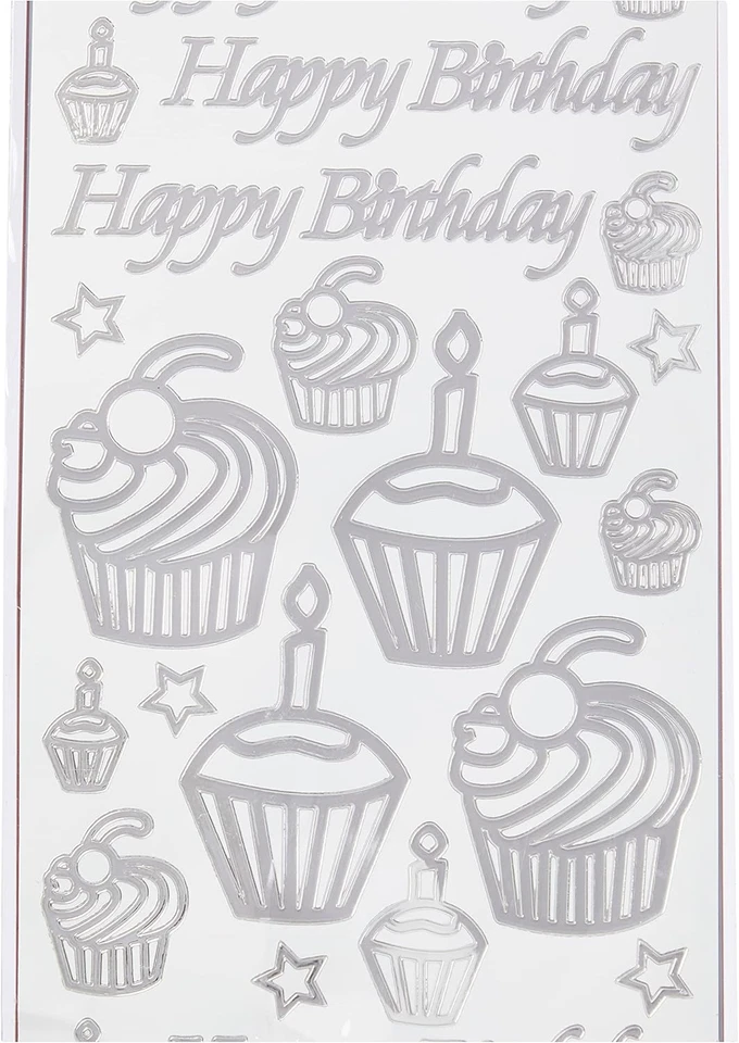 Anita' S Birthday Cupcake Adesivi Sagomati Bianco, Foglio Adesivo, Argento, 29.2 - Immagine 2 di 4