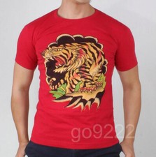 NWT-Authentic Men's Ed hardy Tiger Black Cloud Slim SS T-shirts Tee Size S