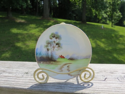 VTG Ucagco China Hand Painted 4” Decorative Plate Japan Farmhouse Trees Small - Picture 3 of 6