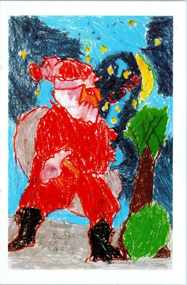 1998 Coke Santa Art by Daniel Rodgers Warren Memorial Boys & Girls Club Postcard - Image 2 of 3