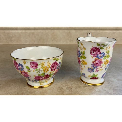 Royal Stafford Fine Bone China Inglaterra June Roses Abierto Azúcar Cuenco Y Crema Se - Imagen 2 de 6